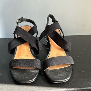 Gently worn, block heel.